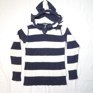 Lauren Ralph Lauren Lauren Jeans Co Women's Pullover Hoodie White Navy Blue XS